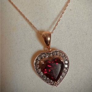 Le Vian 14K Rose Gold Rhodolite Garnet Heart Diamond Pendant